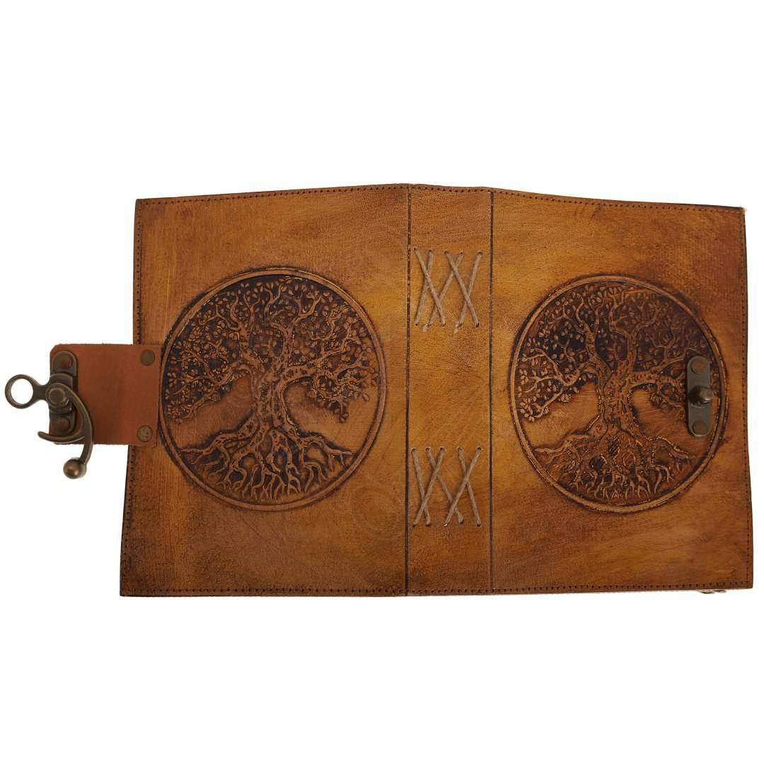 Middeleeuws Leren Notitieboek - Dagboek met Tree of Life