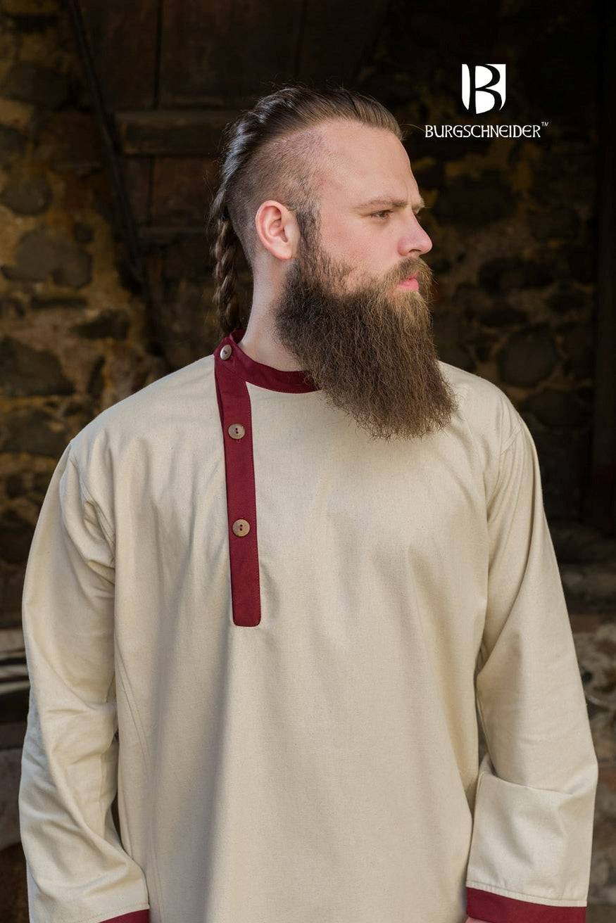 Viking Tuniek, Rus Tuniek Tobiasz in Naturel/Bordeauxrood