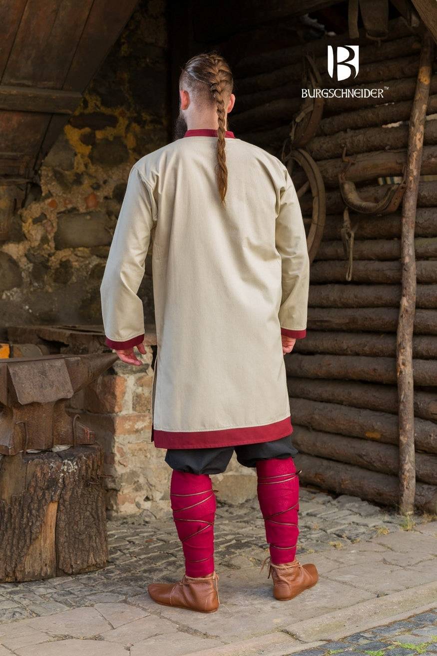 Viking Tuniek, Rus Tuniek Tobiasz in Naturel/Bordeauxrood