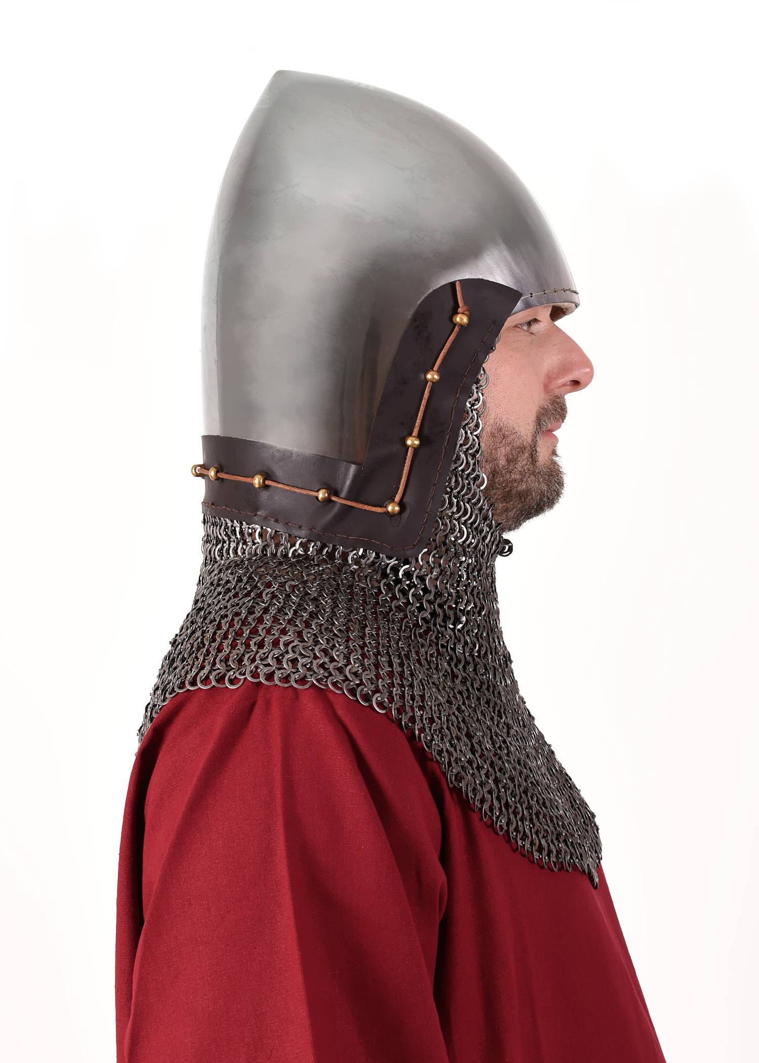Bascinet helm 14e-15e eeuwse met platte Malienkolderringen