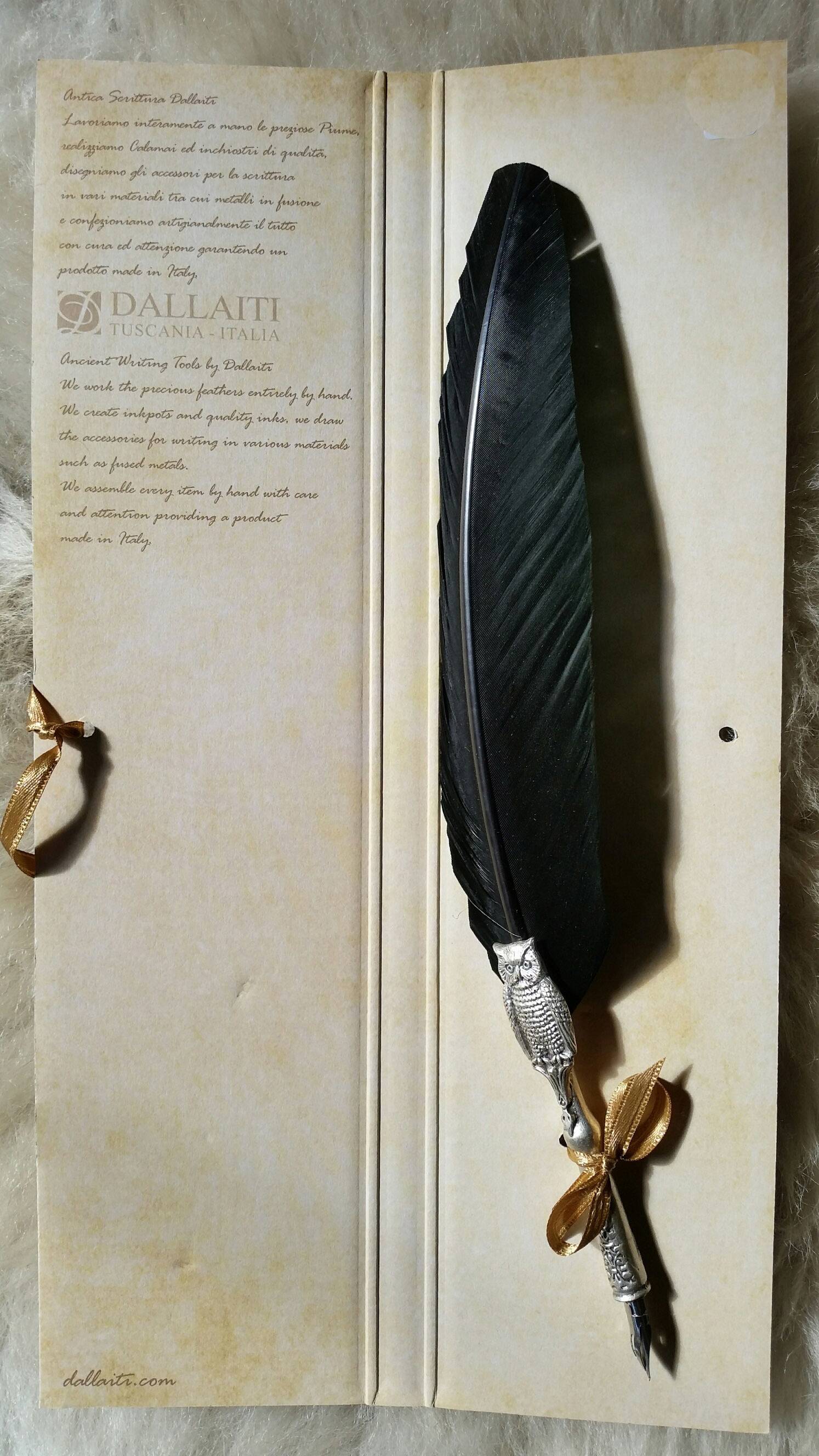 Schreibfeder mit Eulen Pen in Schwartz