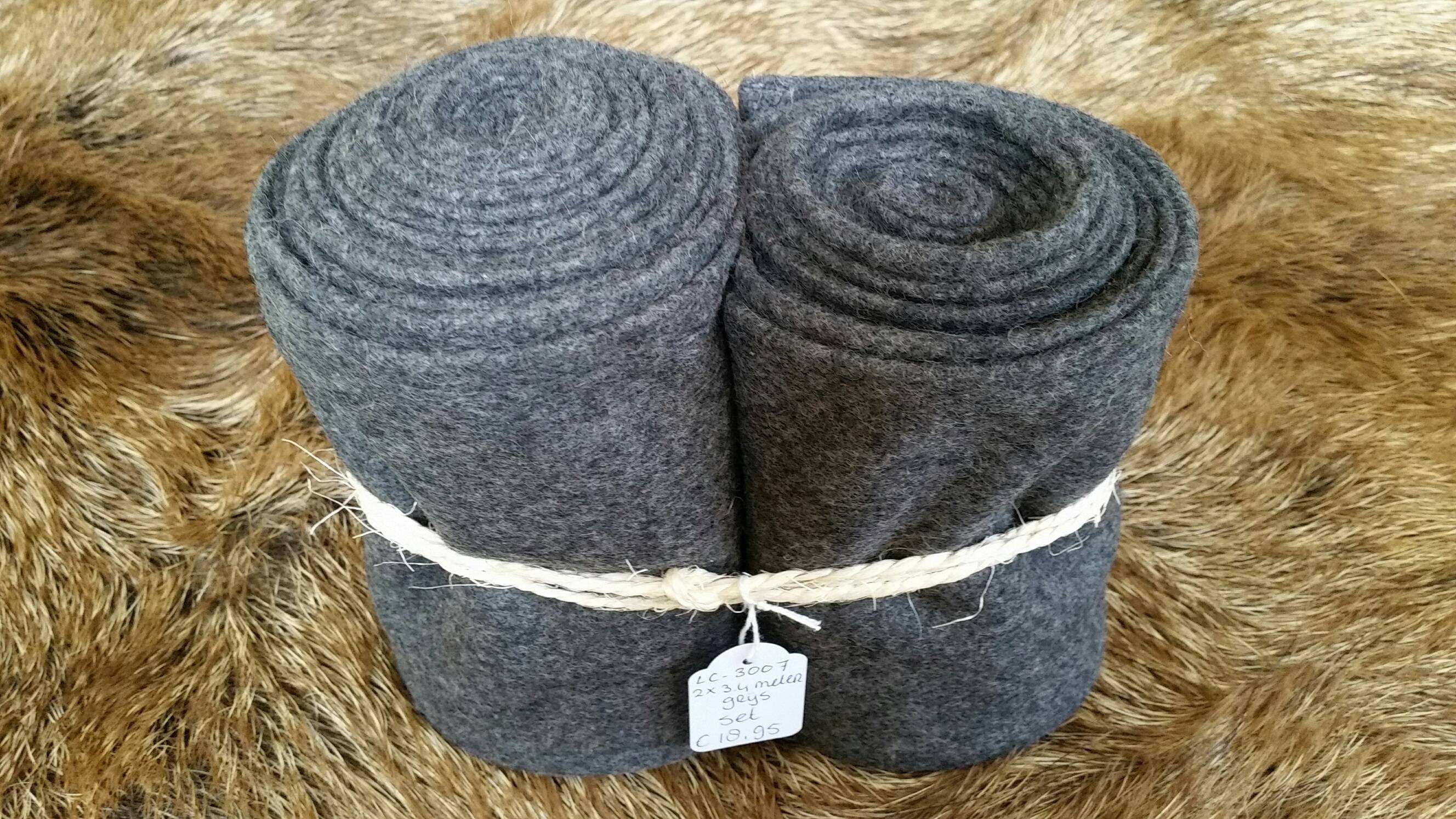 Wikinger Wadenwickel set von +/- 3.5 meter in wolle Grau