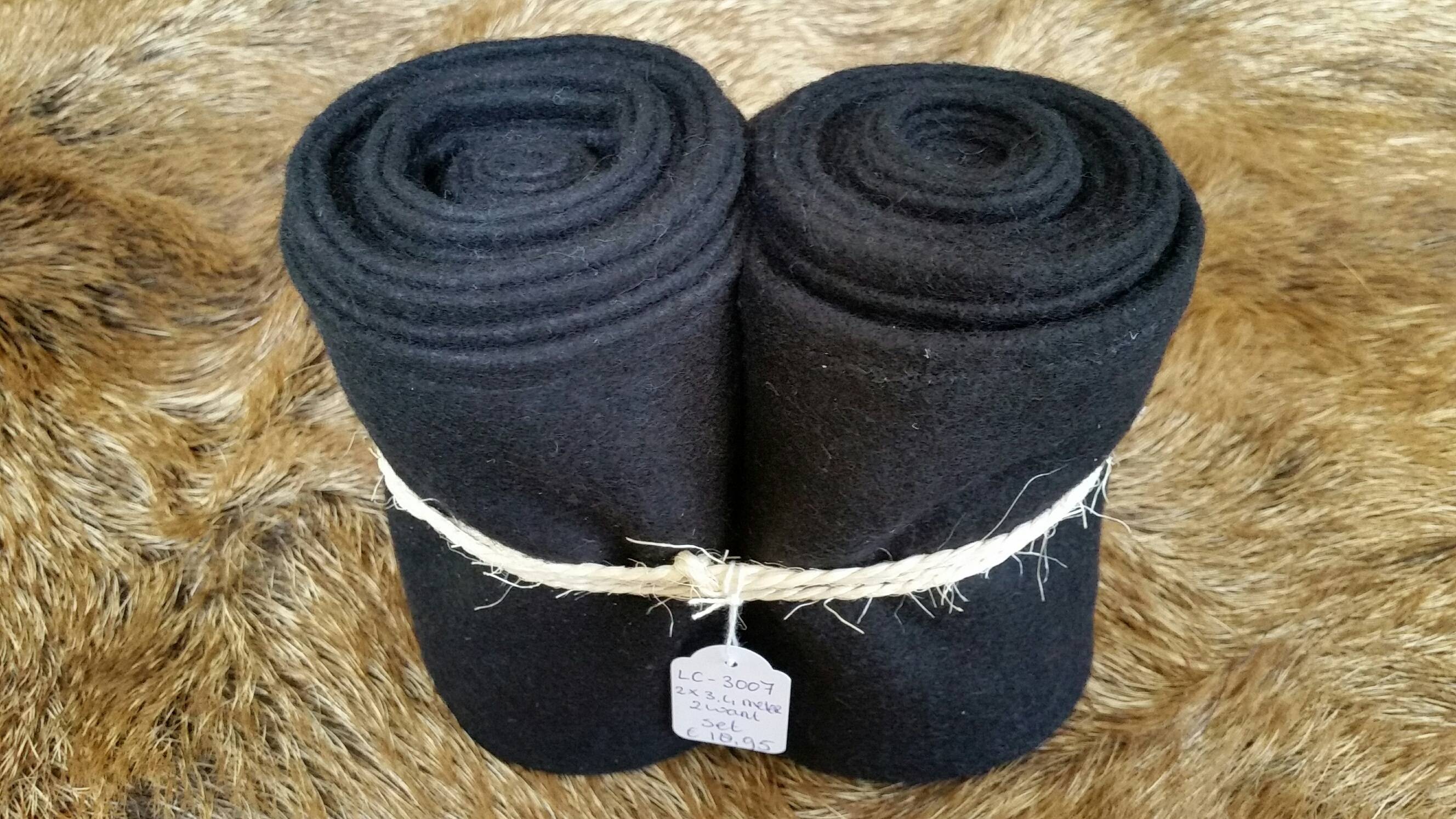 Wikinger Wadenwickel set von +/- 3.5 meter in wolle Schwartz