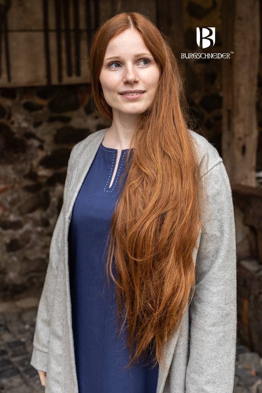 ​​​Wikinger Damen Birkamantel Aslaug in Wolle und Grau