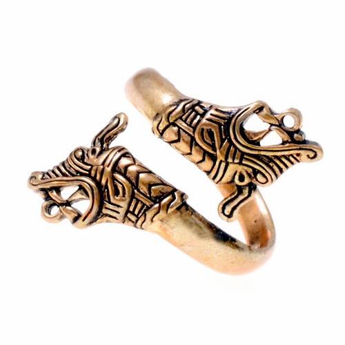 Wikinger Haithubu Drachenkopf Ring Bronze