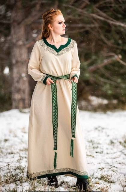 Vikingjurk "Lagertha" in naturel/groen