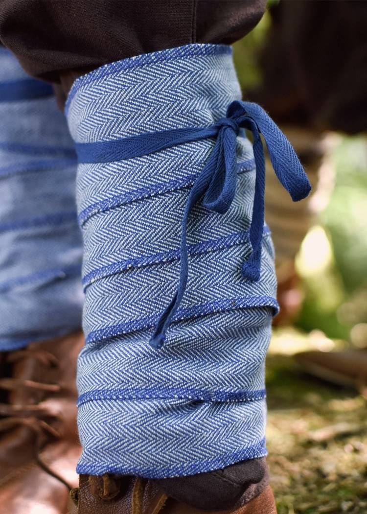 ​Viking Kinder Beenwikkel set Visgraad Patroon in Blauw