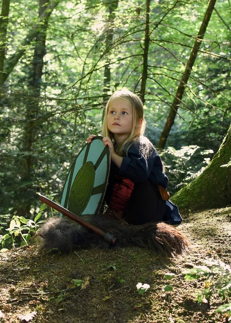 ​Viking Kinder Beenwikkel set Visgraad Patroon in Rood​