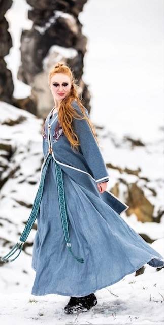 Viking Birka Mantel van Wol in duifblauw