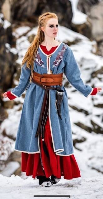 Viking Birka Mantel van Wol in duifblauw