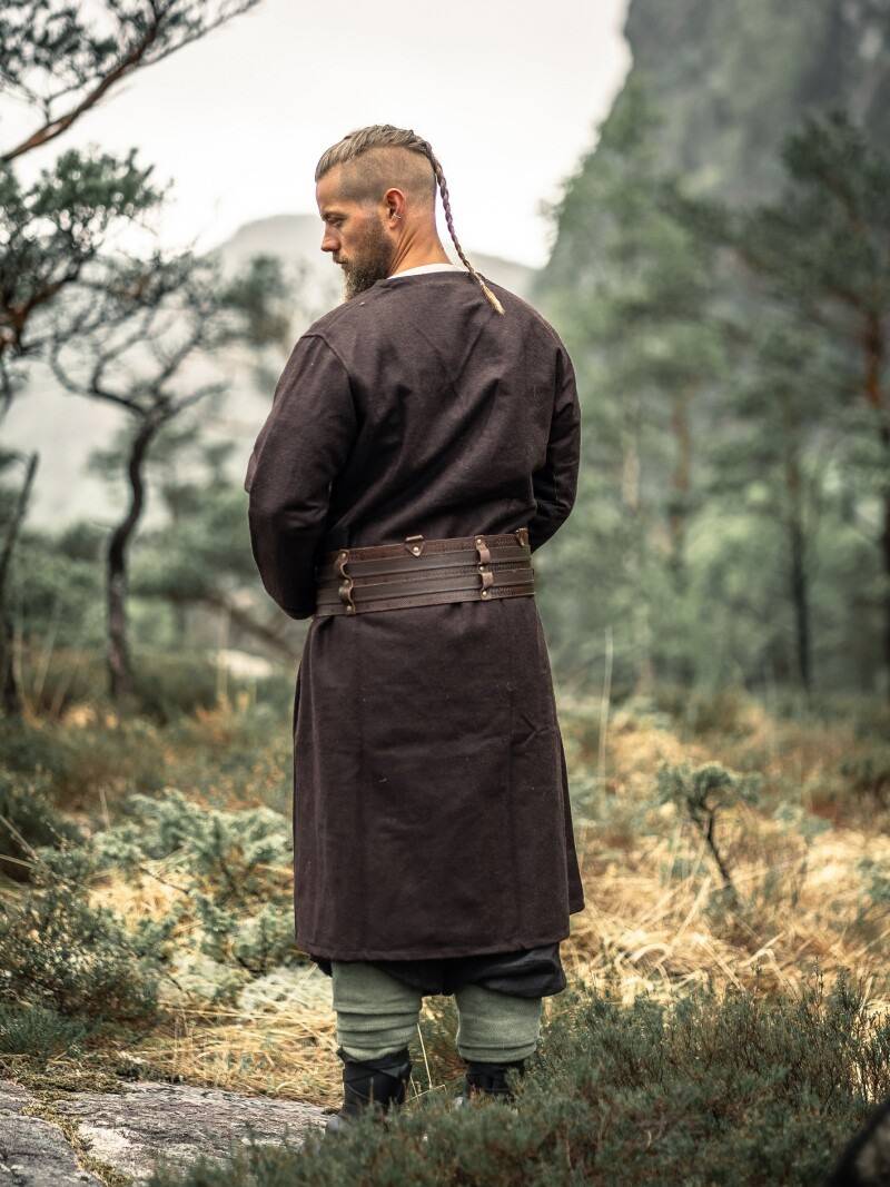 Wikinger Wolle Klappenrock "Floki" in Braun