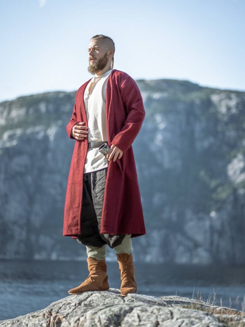 Wikinger Wolle Klappenrock "Floki" in Rot