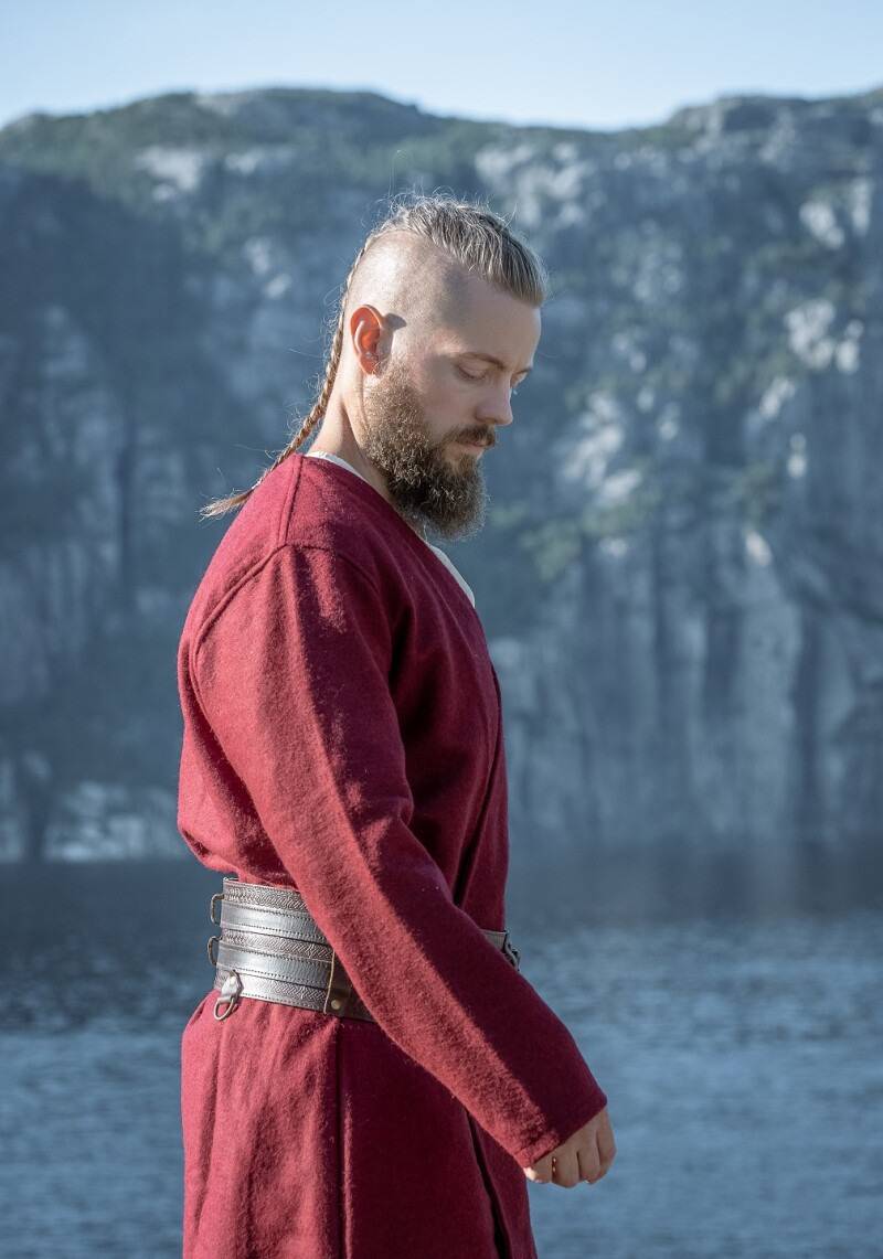 Wikinger Wolle Klappenrock "Floki" in Rot