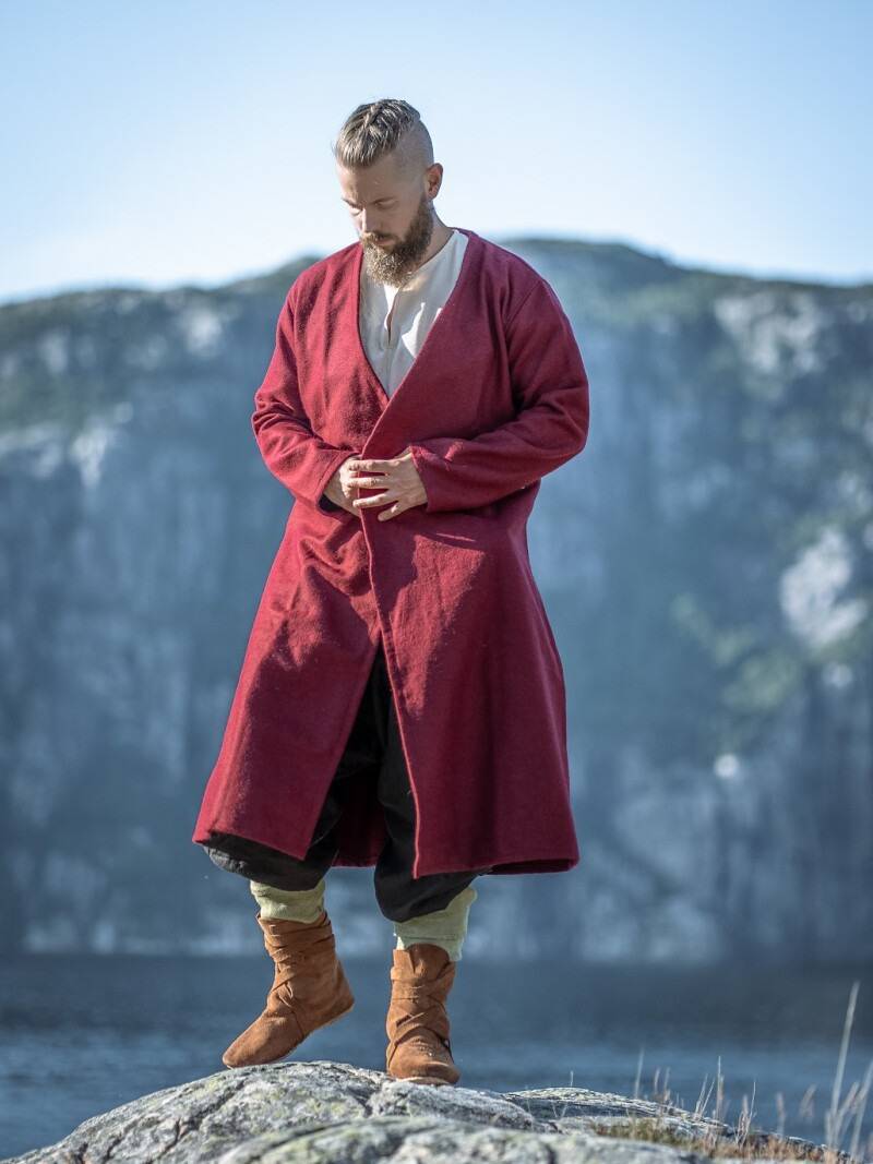 Wikinger Wolle Klappenrock "Floki" in Rot