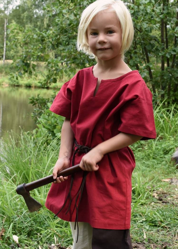 Mittelalter-Tunika / Leibhemd für Kinder, rot Mass 110