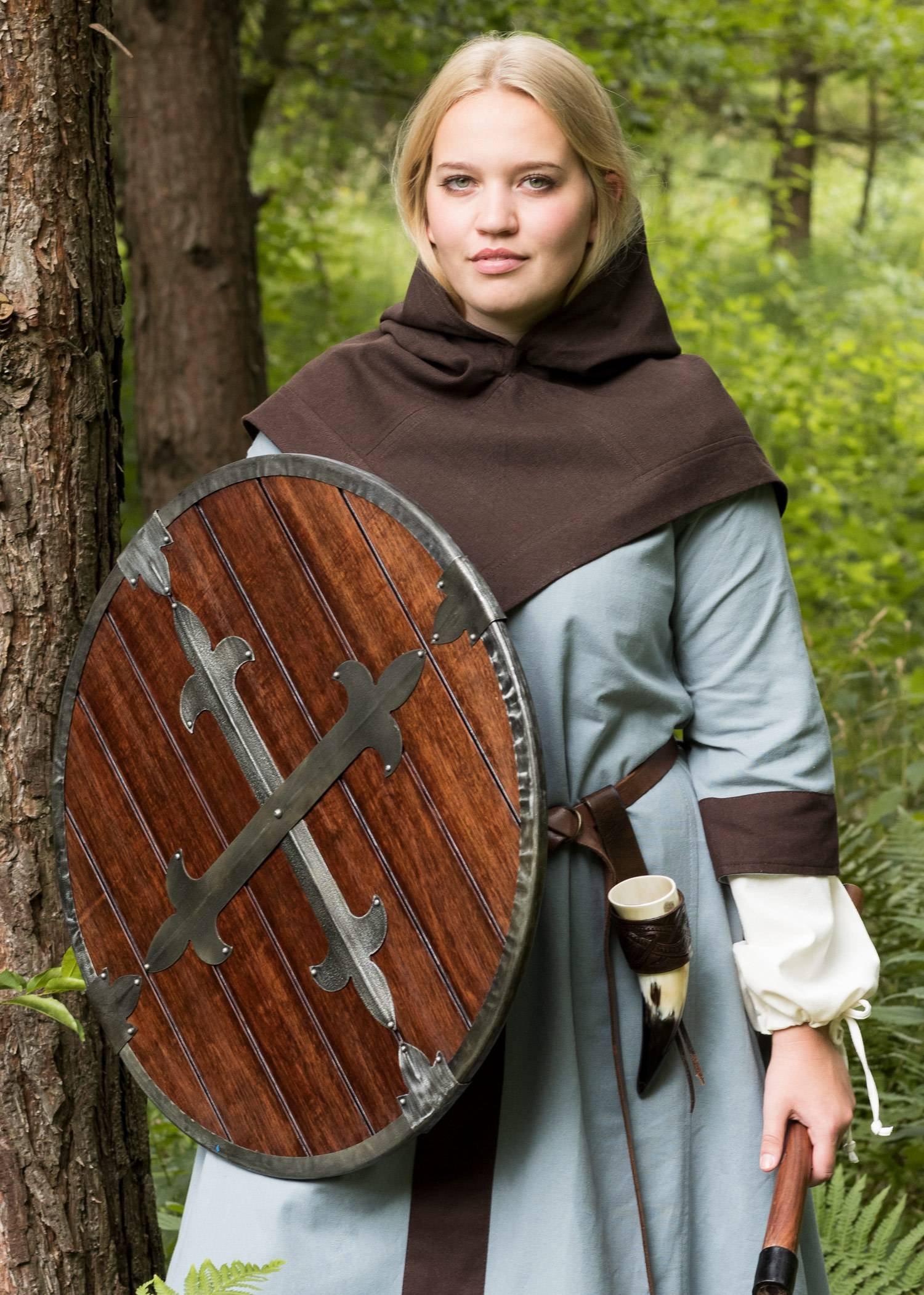 Wikinger Rundschild aus Holz mit Stahlbeschlägen