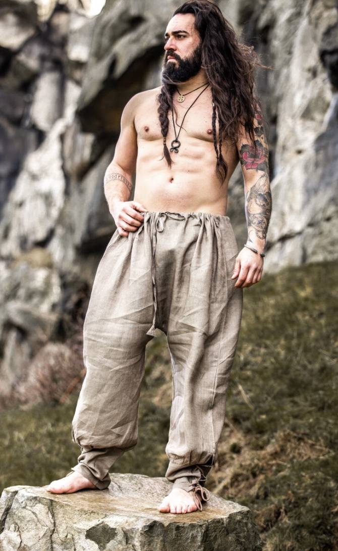 Viking Rus broek in 100% linnen in Zandkleur-Beige