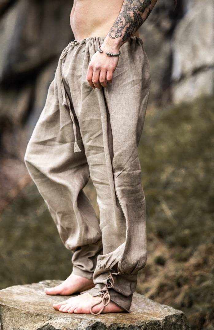 Viking Rus broek in 100% linnen in Zandkleur-Beige