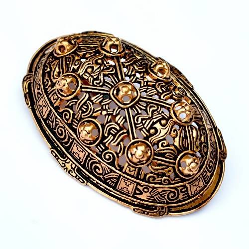 Wikinger Schildkrötenfibel-Ovalfibel Bronze