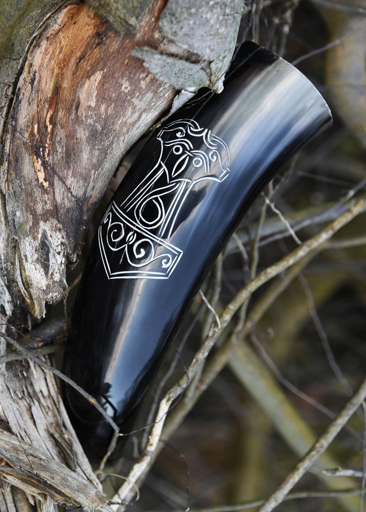 Viking Drinkhoorn met Standaard, Mjolnir, Hamer van Thor