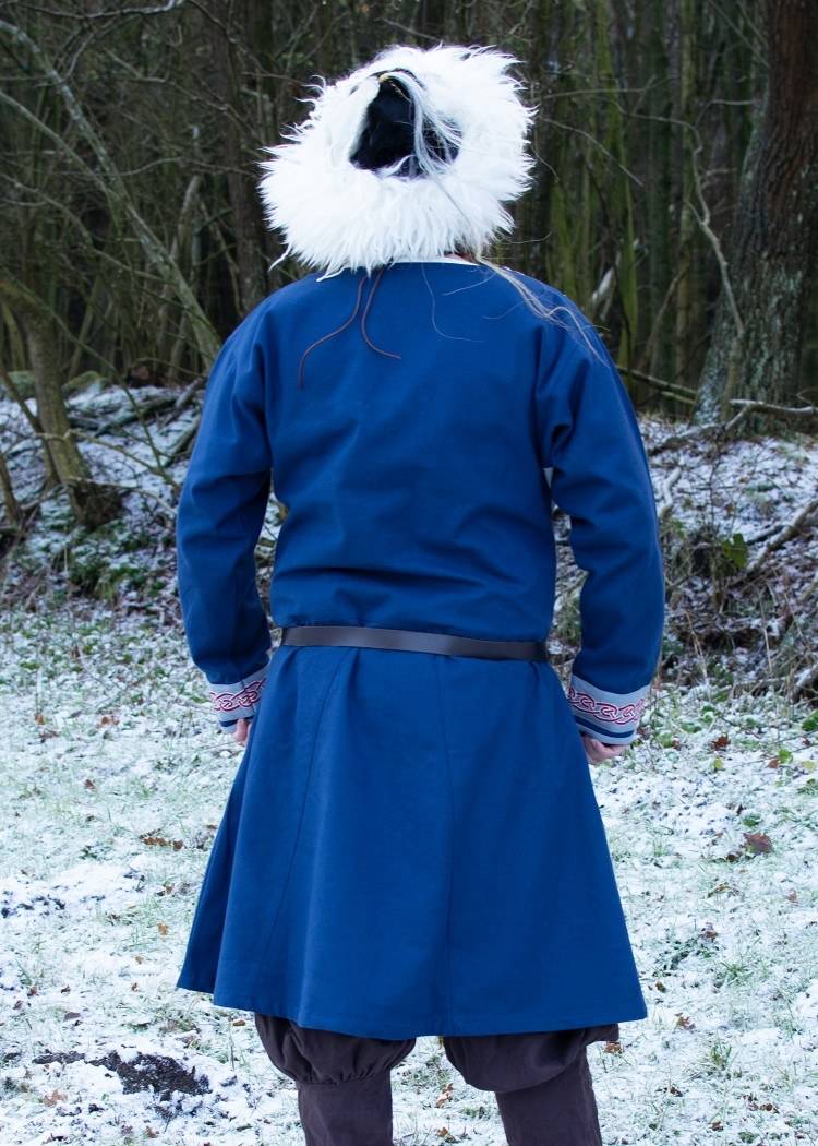 Wikinger Tunika mit Stickerei, blau