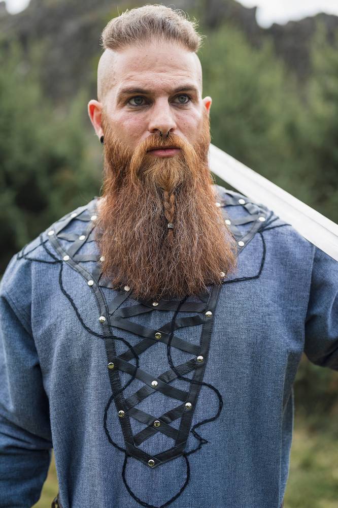 Viking Tuniek, Katoen in Blauw/Grijs