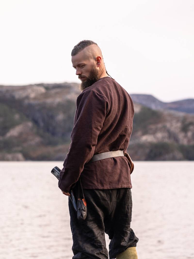 Wikinger Bluse, Langarmlig in Schwartz