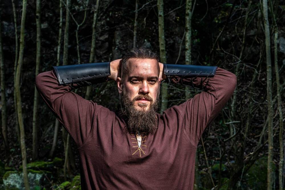 Viking Tuniek, Katoen in Bruin met Stiksels