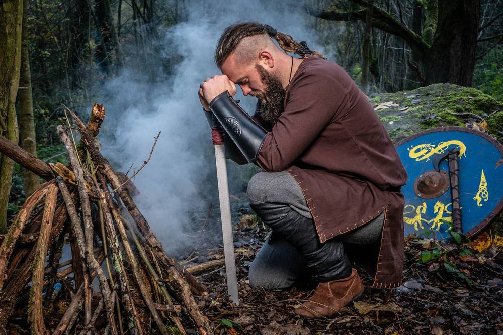 Viking Tuniek, Katoen in Bruin met Stiksels