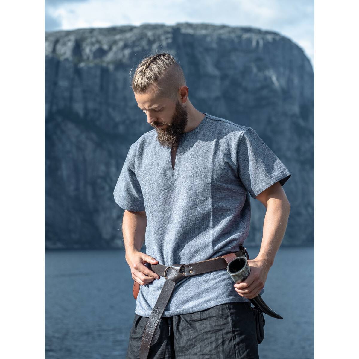 Wikinger Tunika kurzarm Blaugrau