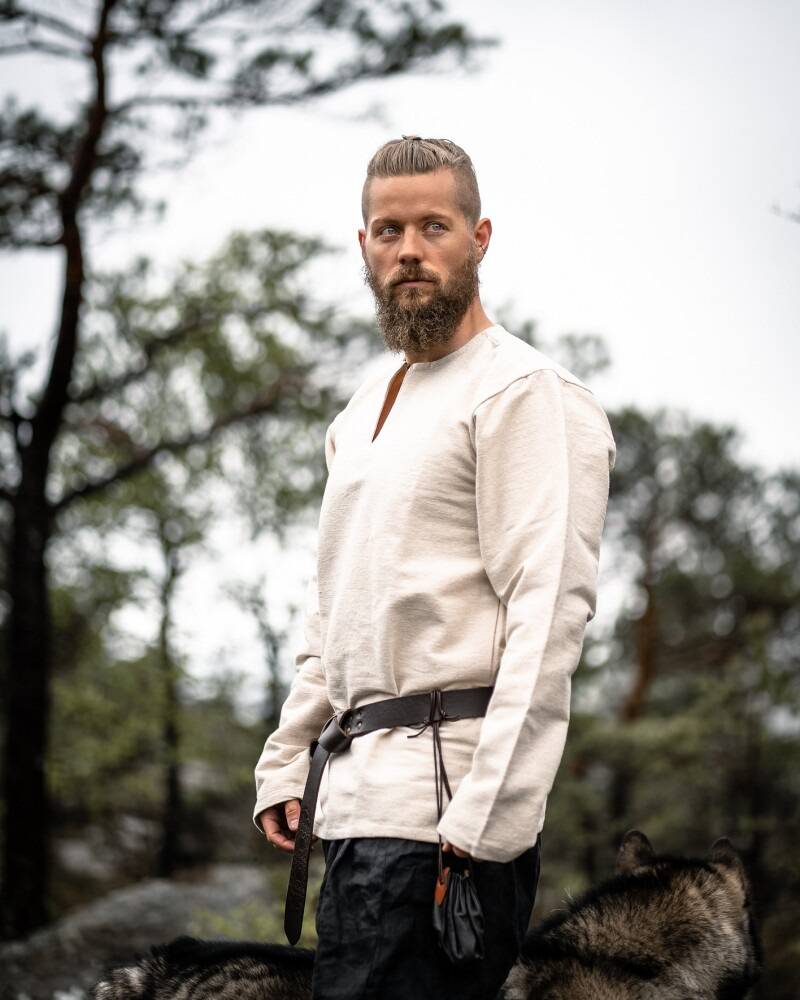 Wikinger Bluse, Langarmlig in Natur