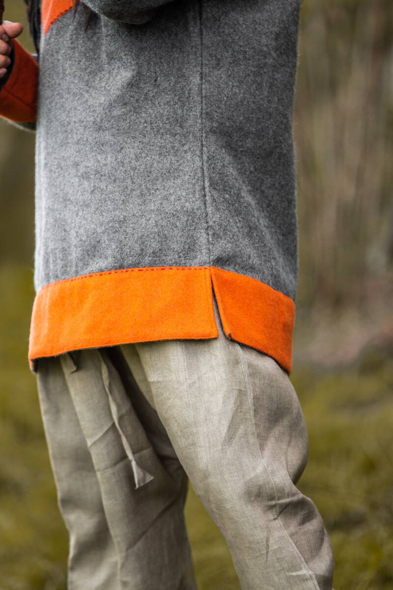 ​Wikinger Tunika in Wolle in Grau/Orange
