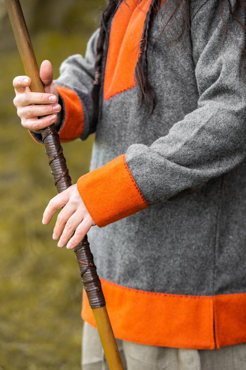 ​Wikinger Tunika in Wolle in Grau/Orange
