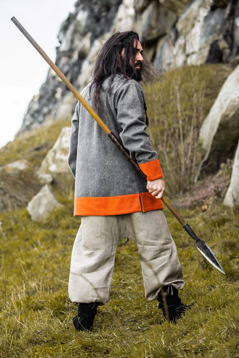​Wikinger Tunika in Wolle in Grau/Orange