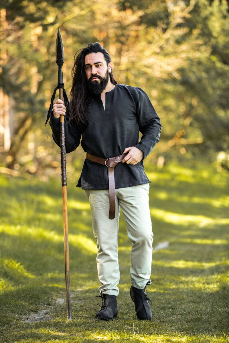 Viking Tuniek, met Lange Mouw in Zwart