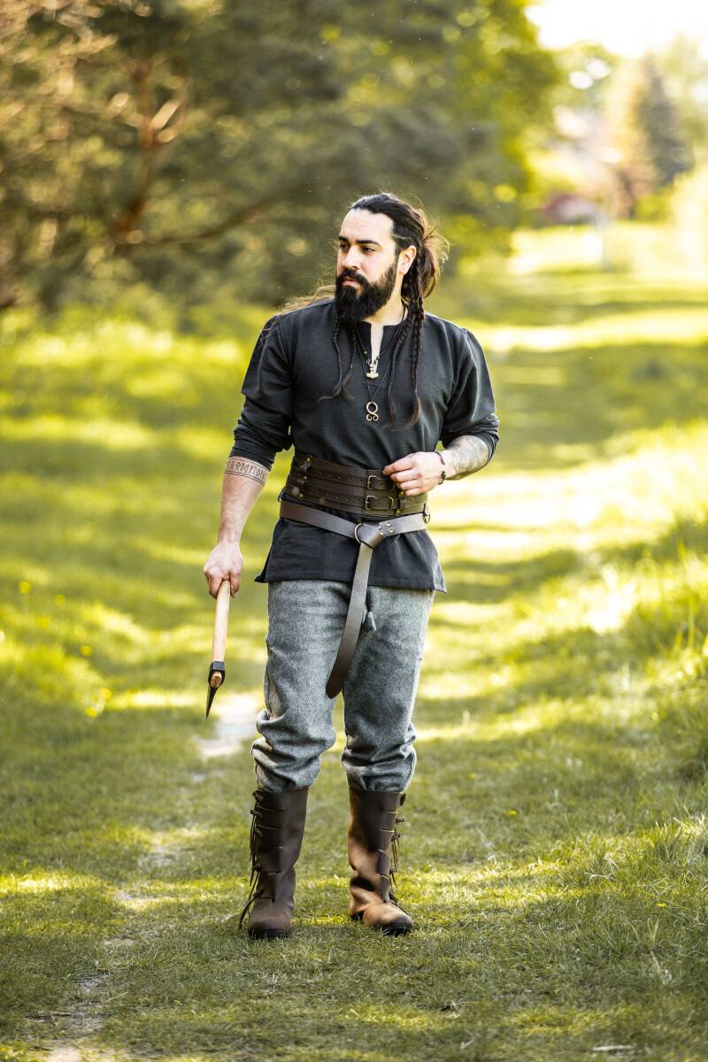 Viking Tuniek, met Lange Mouw in Zwart