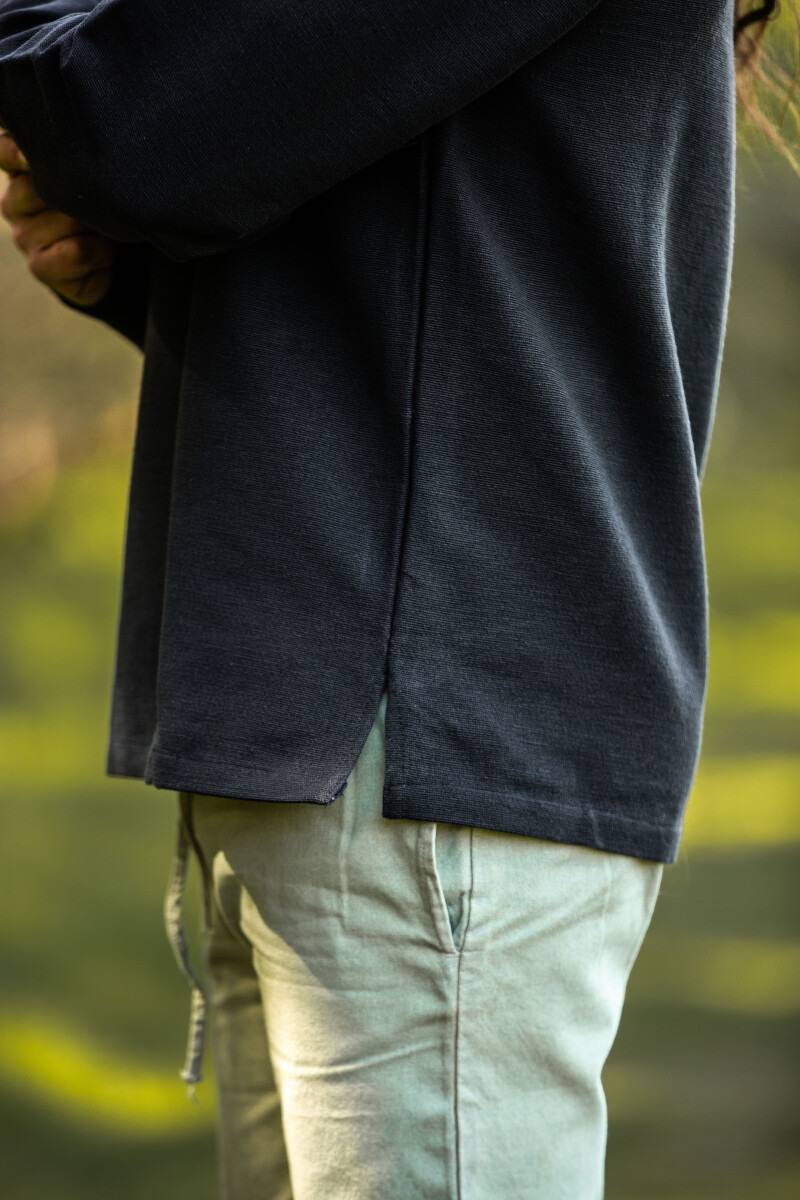 Viking Tuniek, met Lange Mouw in Zwart