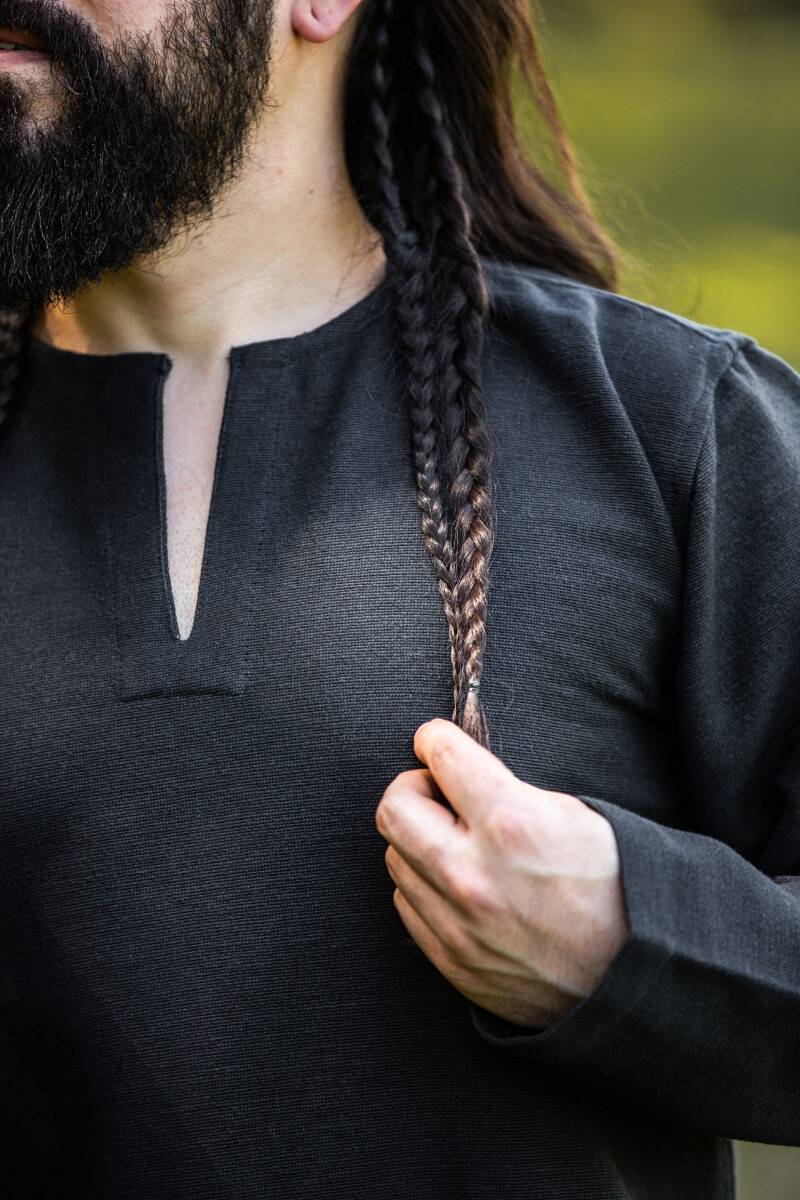 Viking Tuniek, met Lange Mouw in Zwart