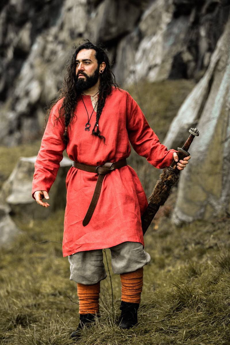 Viking Tuniek van Linnen in Rood