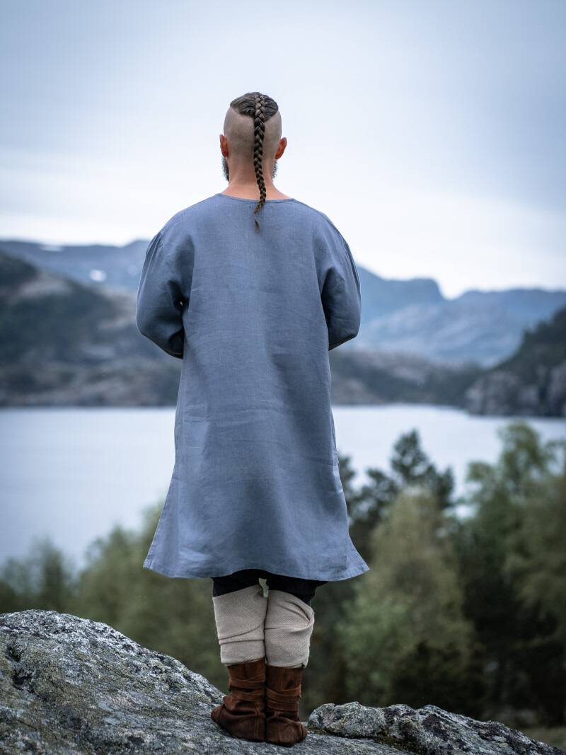 ​​Wikinger Leinentunika in Blau/Grau