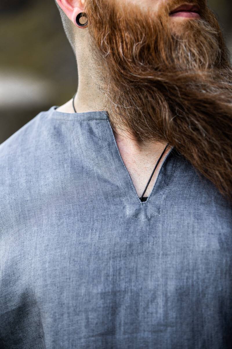 ​​Wikinger Leinentunika in Blau/Grau