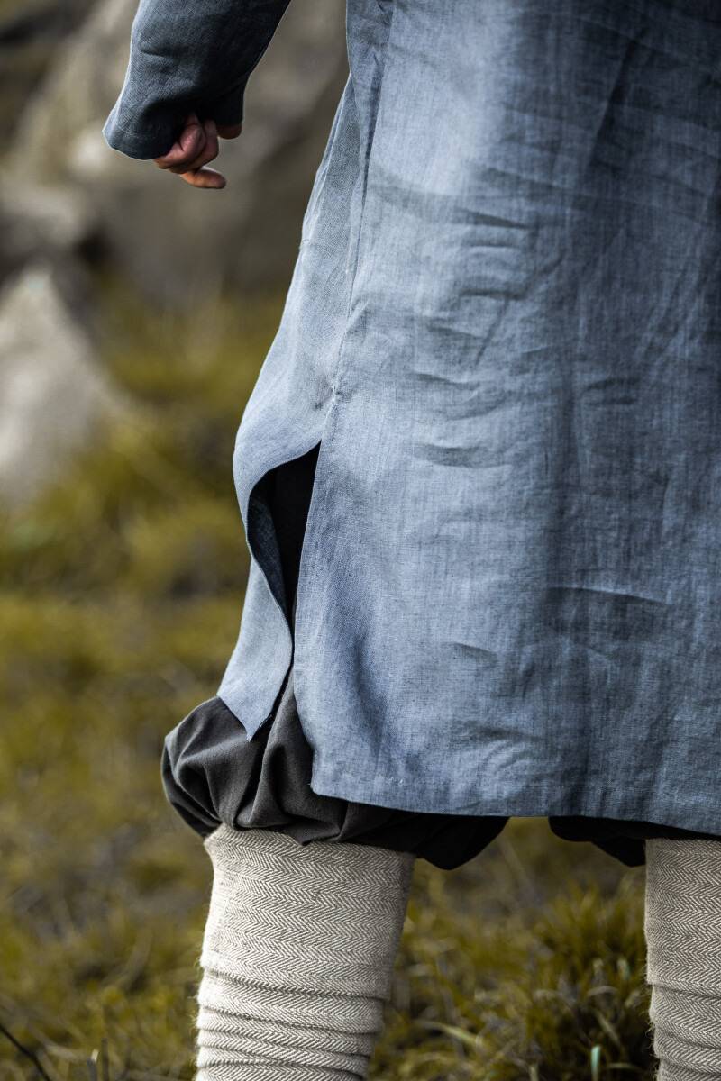 ​​Wikinger Leinentunika in Blau/Grau