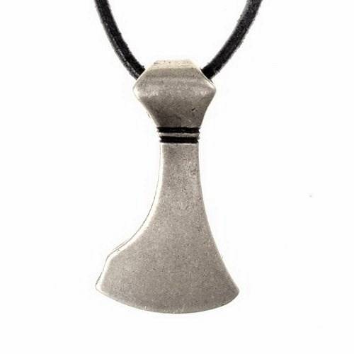 Viking-amulet in de vorm van een bebaarde bijl uit de Vikingtijd in zilverkleur