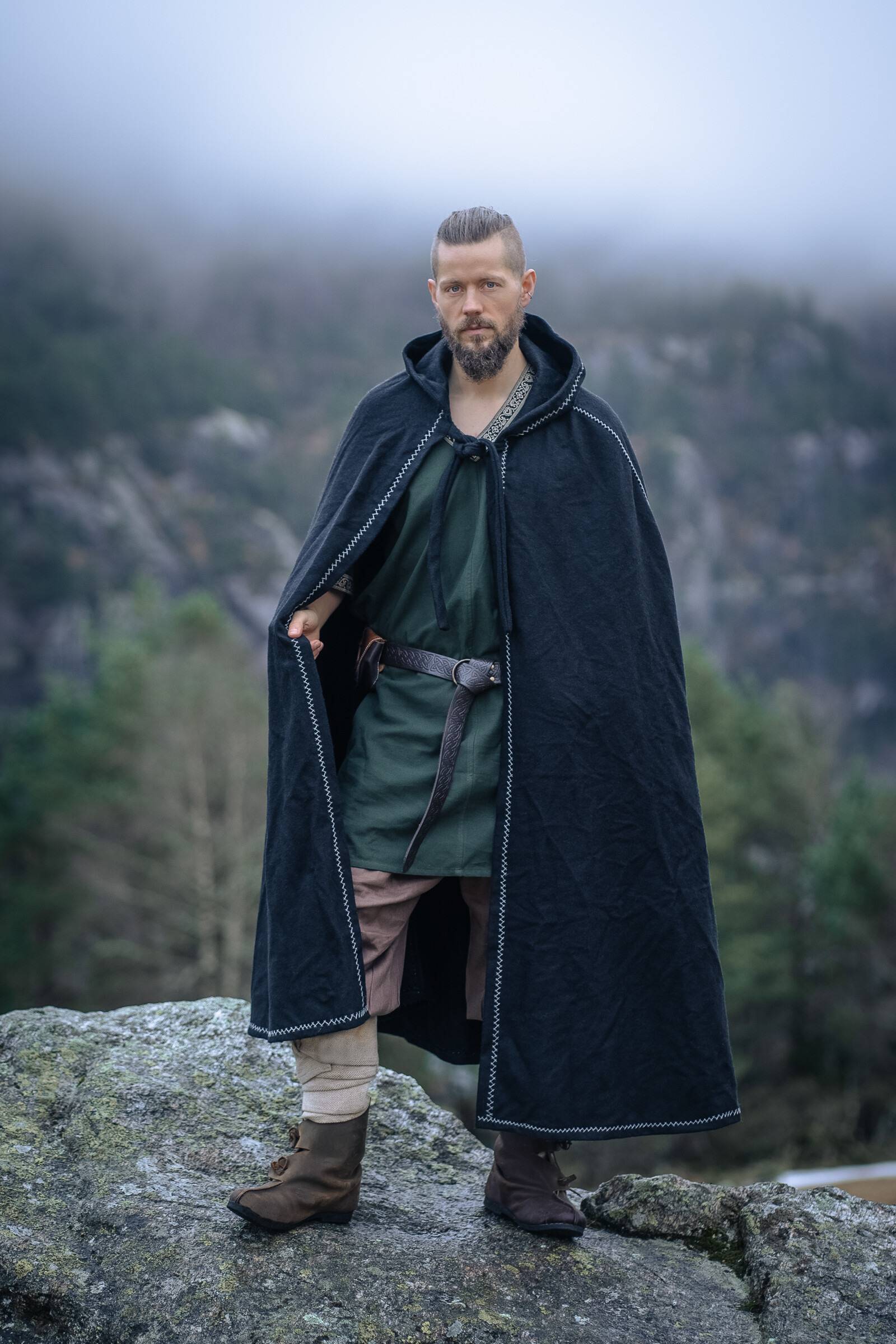 Vikingmantel-Cape van Zwarte Wol