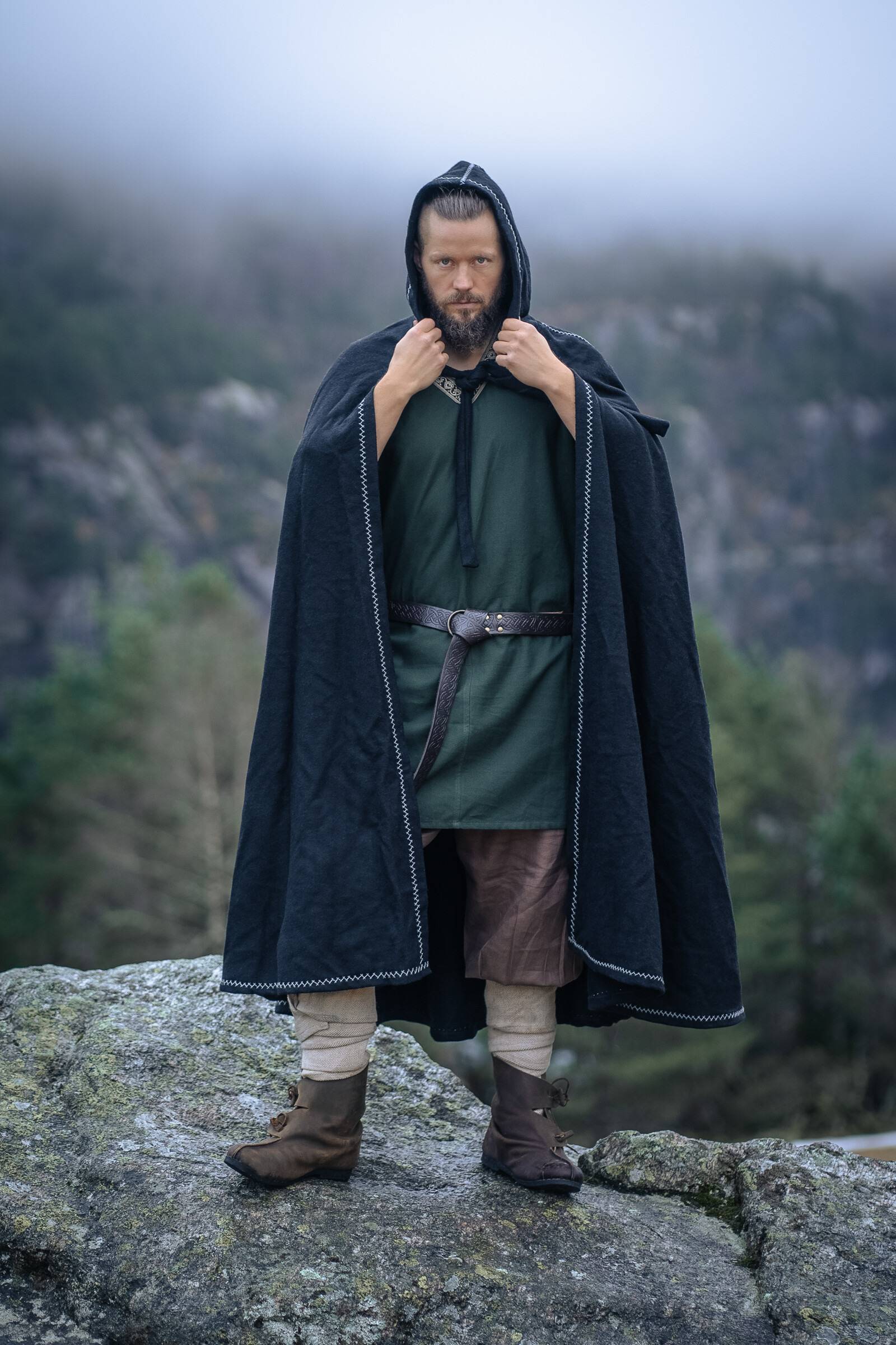 Vikingmantel-Cape van Zwarte Wol