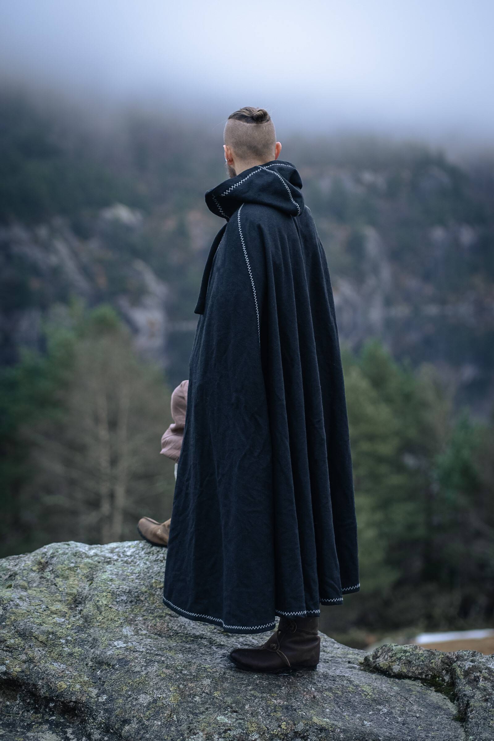 Vikingmantel-Cape van Zwarte Wol