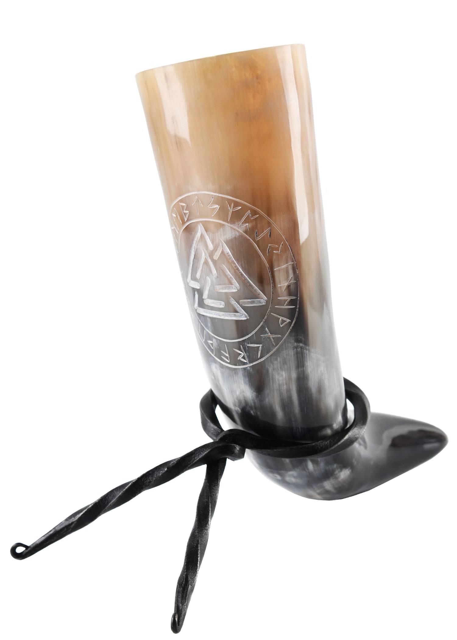 Viking Drinkhoorn Valknut met Standaard