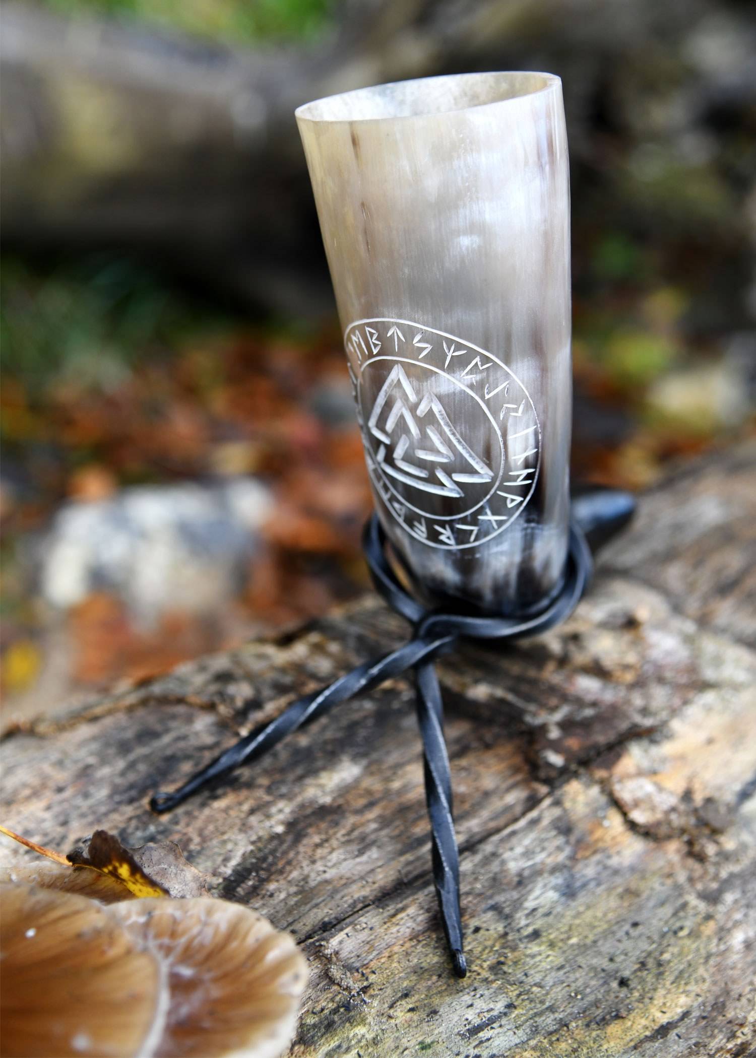 Viking Drinkhoorn Valknut met Standaard