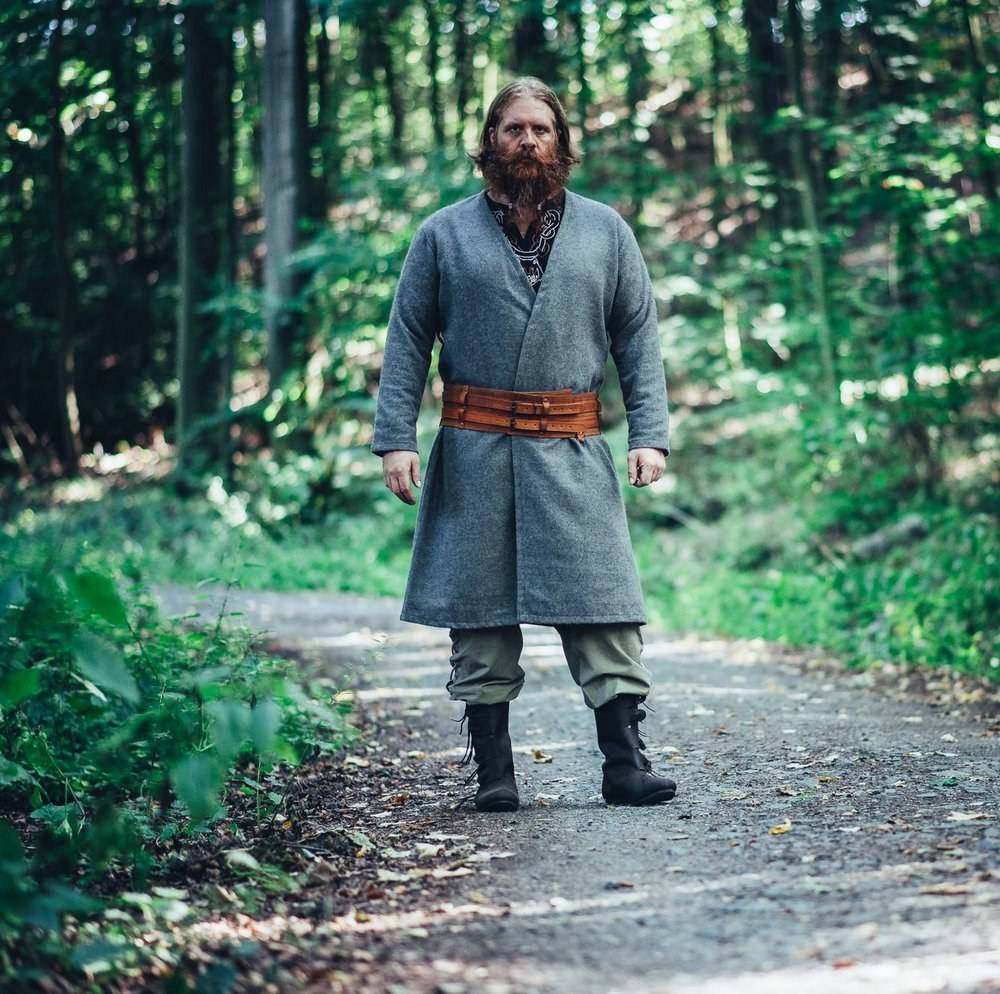 Viking Kaftan van Wol in Grijs