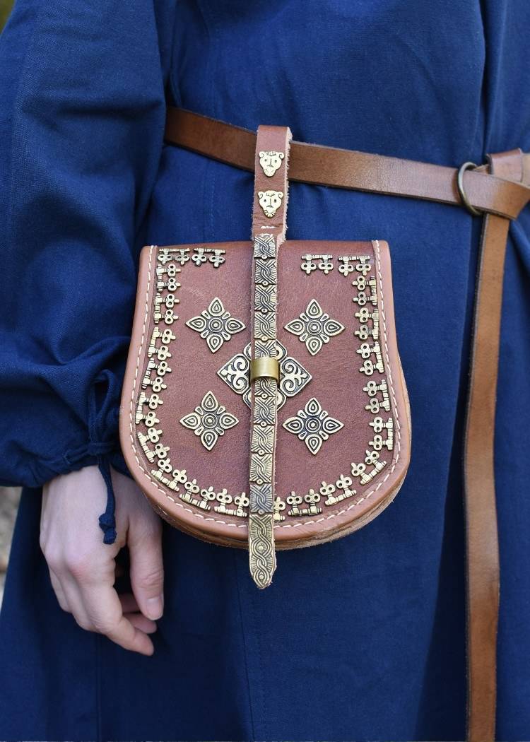 Wikinger Birka-Gürteltasche Leder, Originalfund aus Rösta, Schweden